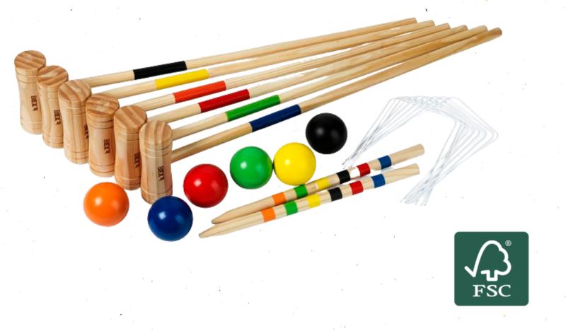Bex Family Croquet Pine Wood   Fint Kroketspil I Fsc Certificeret Træ   6 Spillere  Hurtig Levering