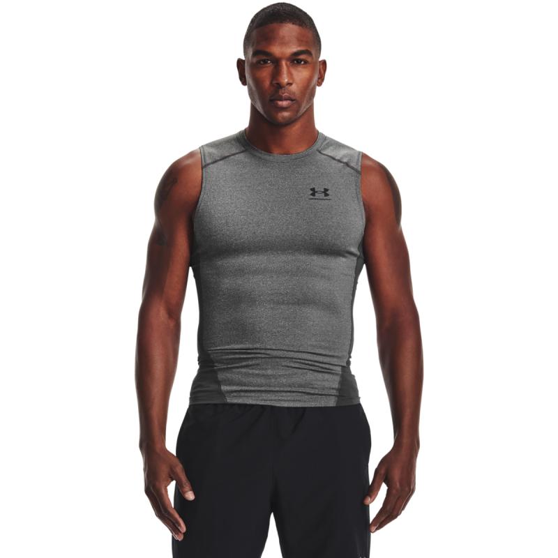 Mænds Under Armour   Compression Sleeveless T Shirt   Carbon Heather   Grey 4xl