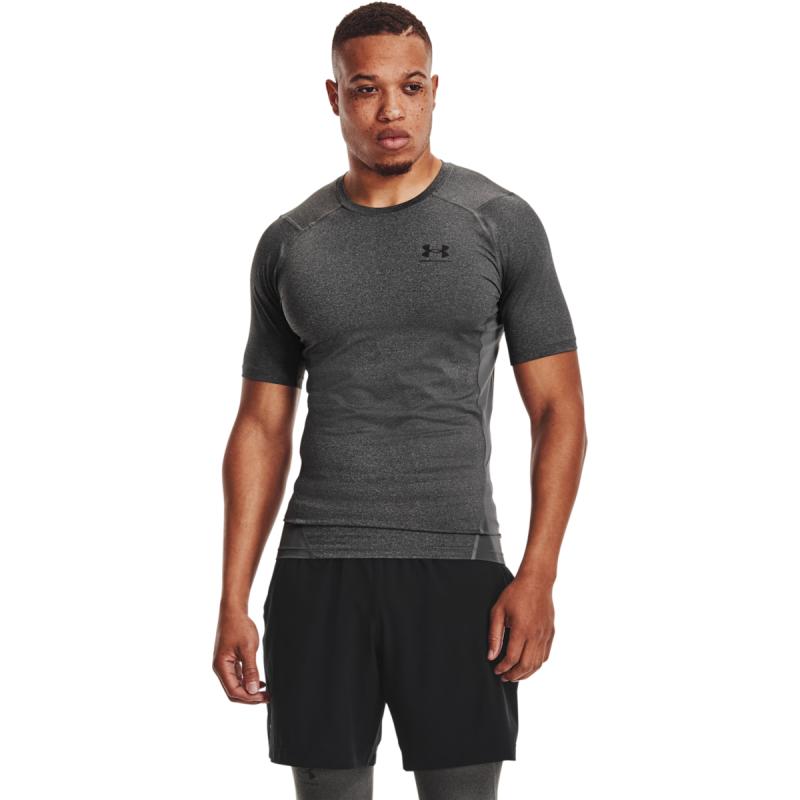 Mænds Under Armour   Compression Ss T Shirt   Carbon Heather   Grey 4xl