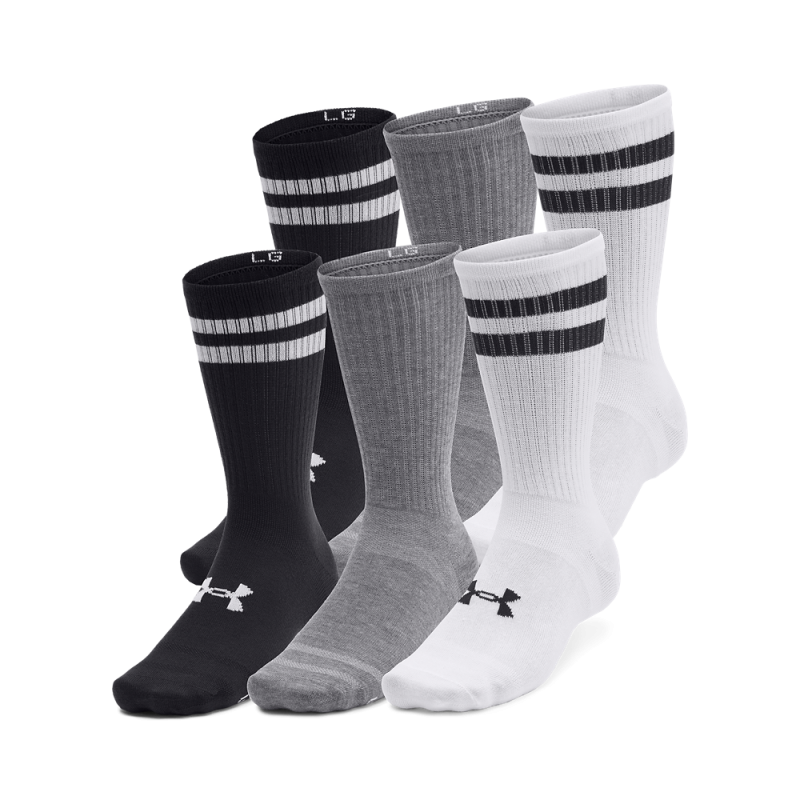 Under Armour Sokker   Essentials 6 Pack Crew Socks   White   Black L