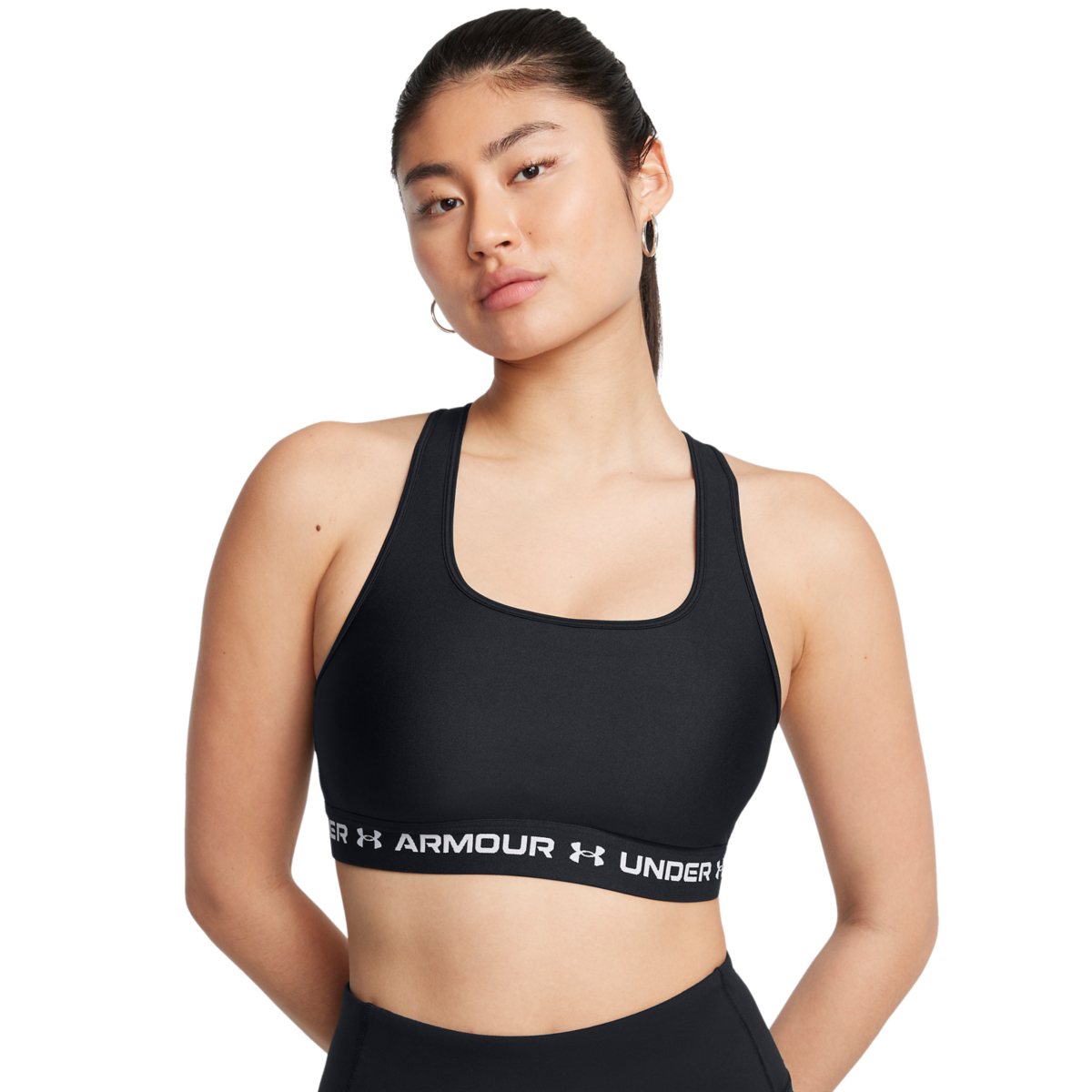 Kvinders Under Armour   Mid Crossback Sports Bra   Black   White M