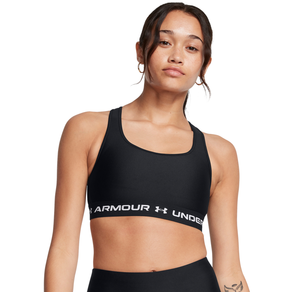 Kvinders Under Armour   Mid Crossback Sports Bra   Black   White Xs