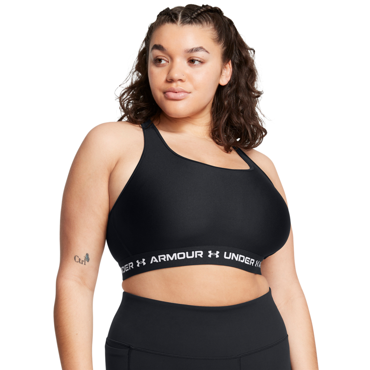Kvinders Under Armour   Mid Crossback Sports Bra   Black   White Xxl